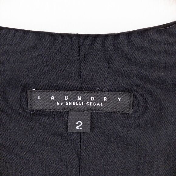 Laundry By Shelli Segal Dress Size 2 Black Vintage V Neck Side Zipper - Picture 4 of 15